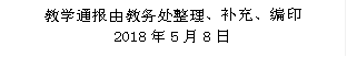 教学通报由教务处整理、补充、编印 2018年5月8日 